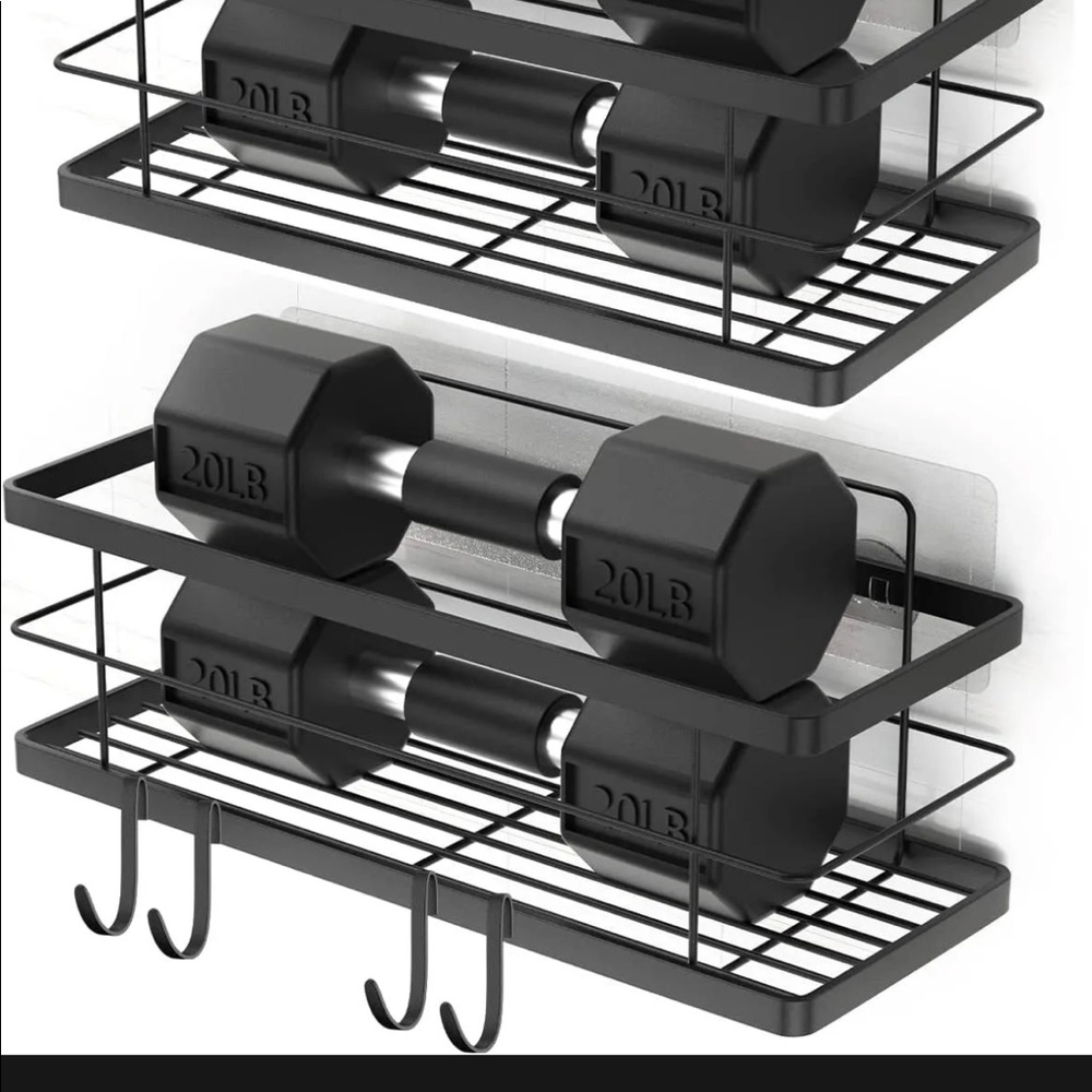 Large Shower Caddy Basket Shelf, 2 Pack Bathroom Storage Organizer with 4 Hooks